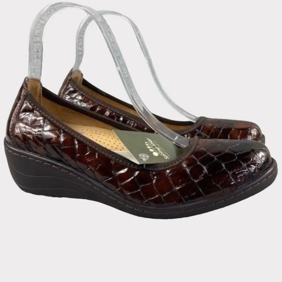 NEW SPRING STEP‎ KART II SHOES Wedge Womens 6.5 us or 37 Croco Embossed Brown - Picture 2 of 16